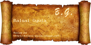 Balsai Gyula névjegykártya